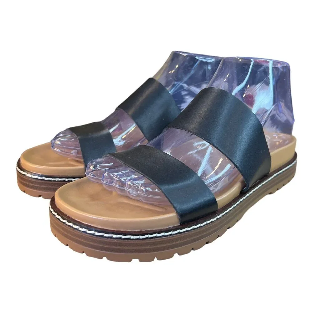 Sz 7.5‎ Madewell Women's Preston Sporty Slides True Black ND955
